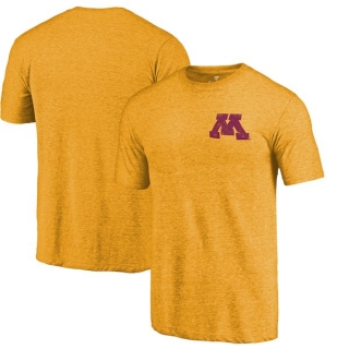 Minnesota-Golden-Gophers-Fanatics-Branded-Gold-Primary-Logo-Left-Chest-Distressed-Tri-Blend-T-Shirt