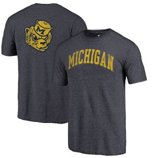 Michigan-Wolverines-Fanatics-Branded-Heathered-Navy-Vault-Two-Hit-Arch-T-Shirt