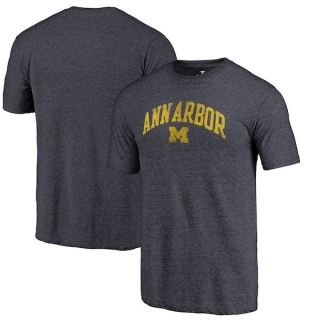 Michigan-Wolverines-Fanatics-Branded-Heathered-Navy-Hometown-Arched-City-Tri-Blend-T-Shirt