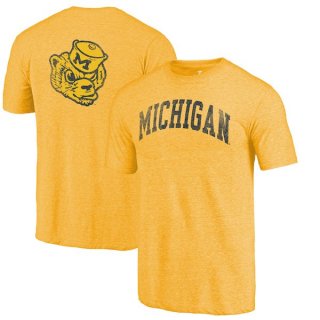 Michigan-Wolverines-Fanatics-Branded-Heathered-Maize-Vault-Two-Hit-Arch-T-Shirt