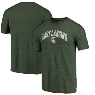 Michigan-State-Spartans-Fanatics-Branded-Heathered-Green-Hometown-Arched-City-Tri-Blend-T-Shirt