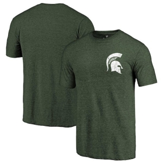 Michigan-State-Spartans-Fanatics-Branded-Green-Primary-Logo-Left-Chest-Distressed-Tri-Blend-T-Shirt