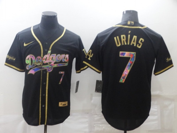 Men's Los Angeles Dodgers #7 Julio Urias Black Golden Stitched Baseball Jersey