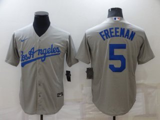 Men's Los Angeles Dodgers #5 Freddie Freeman Gray Cool Base Stitched Baseball Jersey