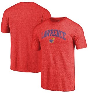 Kansas-Jayhawks-Fanatics-Branded-Red-Arched-City-Tri-Blend-T-Shirt