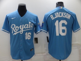 Men's Kansas City Royals #16 Bo Jackson Light Blue Cool Base Stitched Jersey
