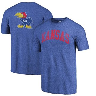 Kansas-Jayhawks-Fanatics-Branded-Heathered-Royal-Vault-Two-Hit-Arch-T-Shirt