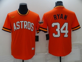 Men's Houston Astros #34 Nolan Ryan Orange Cool Base Stitched Jersey