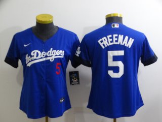 Men's Los Angeles Dodgers #5 Freddie Freeman women blue jersey