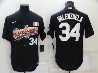 Men's Los Angeles Dodgers #34 Toro Valenzuela Black Stitched Baseball Jersey