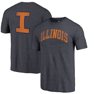 Illinois-Fighting-Illini-Fanatics-Branded-Heathered-Navy-Vault-Two-Hit-Arch-T-Shirt