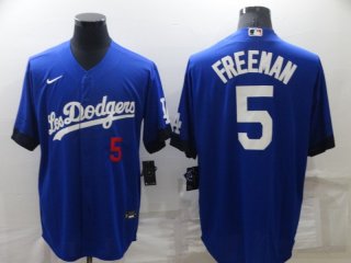 Men's Los Angeles Dodgers #5 Freddie Freeman blue Cool Base Stitched Baseball Jersey