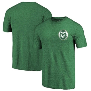 Colorado-State-Rams-Fanatics-Branded-Green-Heather-Primary-Logo-Left-Chest-Distressed-Tri-Blend-T-Shirt