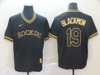 Colorado Rockies#19 black gold jersey