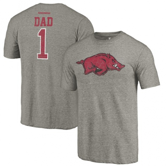 Arkansas-Razorbacks-Fanatics-Branded-Gray-Greatest-Dad-Tri-Blend-T-Shirt