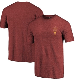 Arizona-State-Sun-Devils-Fanatics-Branded-Maroon-Primary-Logo-Left-Chest-Distressed-Tri-Blend-T-Shirt