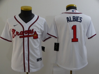 Atlanta Braves #1 white youth jersey