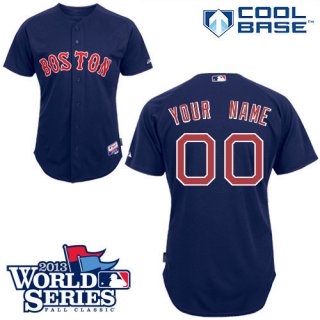 Red-Sox-Blue-Customized-Men-Cool-Base-2013-World-Series-Jersey