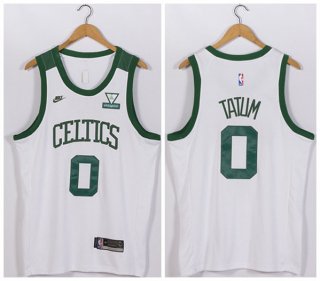 Men's Boston Celtics #0 Jayson Tatum White Vistaprint Patch Stitched Jersey