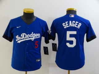 Los Angeles Dodgers #5 SEager 2021 royal City Connect youth jersey