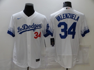 Dodgers-34-Fernando-Valenzuela 2021 white City Connect Flex Base Stitched Baseball Jersey
