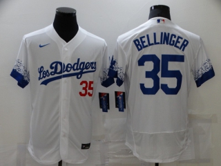 Los Angeles Dodgers #35 Bellinger 2021 white City Connect Flex Base Stitched Baseball Jersey