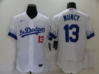 Los Angeles Dodgers #13 Muncy 21 white City Connect Flex Base Stitched Baseball Jersey