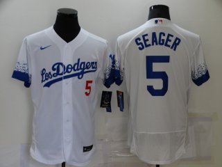 Los Angeles Dodgers #5 2021 white City Connect Flex Base Stitched Baseball Jersey