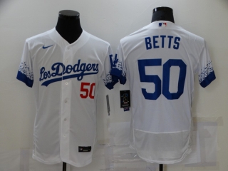 Los Angeles Dodgers #50 betts2021 white City Connect Flex Base Stitched Baseball Jersey