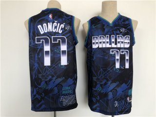 Men's Dallas Mavericks #77 Luka Doncic Black Stitched Basketball Jersey