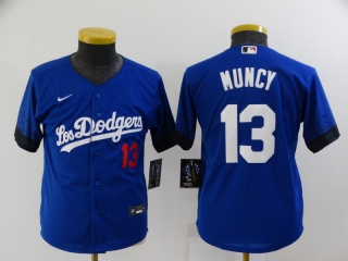 Los Angeles Dodgers #13 Muncy 21 Royal City Connect cool Base Stitched Baseball youth Jersey