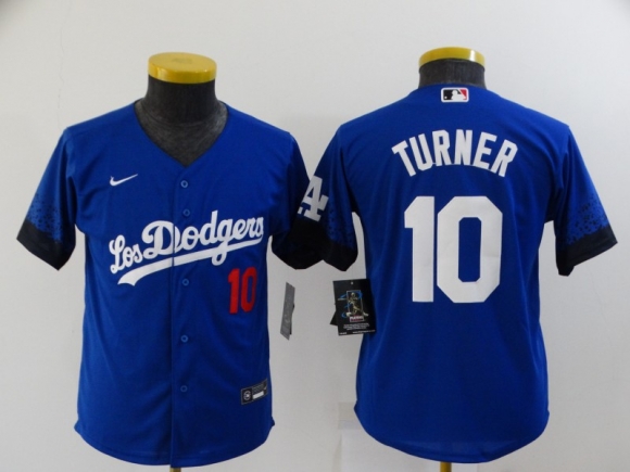 Los Angeles Dodgers #10 021 Royal City Connect cool Base Stitched Baseball youth Jersey