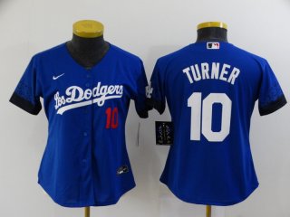 Los Angeles Dodgers #10 021 Royal City Connect cool Base Stitched Baseball women Jersey