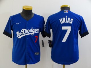 Los Angeles Dodgers #7 Urias 2021 white City Connect youth Stitched Baseball Jersey