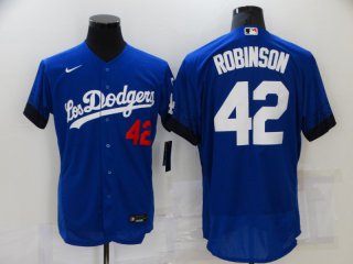Los Angeles Dodgers #42 Robinson 2021 white City Connect Flex Base Stitched Baseball Jersey