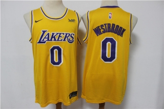Men's Los Angeles Lakers #0 Russell Westbrook Yellow Stitched Basketball Jersey