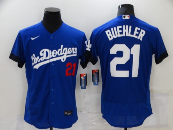 Los Angeles Dodgers #21 Buehler 2021 white City Connect Flex Base Stitched Baseball Jersey