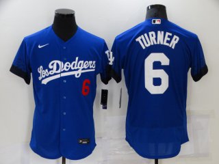 Los Angeles Dodgers #6 Turner 2021 white City Connect Flex Base Stitched Baseball Jersey