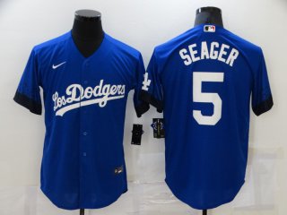 Los Angeles Dodgers #5 SEager 2021 white City Connect Flex Base Stitched Baseball Jersey