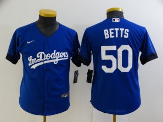 Los Angeles Dodgers #50 betts2021 Royal City Connect youth Stitched Baseball Jersey 2