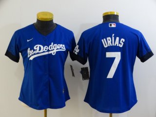 Los Angeles Dodgers #7 Urias2021 Royal City Connect women Stitched Baseball Jersey 3