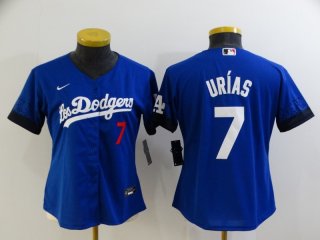 Los Angeles Dodgers #7 Urias2021 Royal City Connect women Stitched Baseball Jersey 2