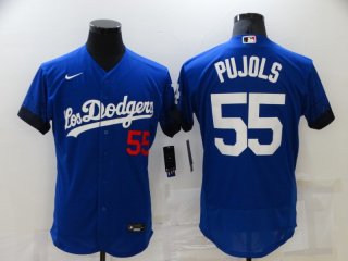Los Angeles Dodgers #55 Pujols 2021 Royal City Connect Flex Base Stitched Baseball Jersey