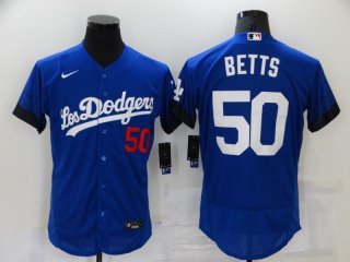 Los Angeles Dodgers #50 betts2021 Royal City Connect Flex Base Stitched Baseball Jersey