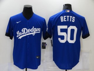 Los Angeles Dodgers #50 betts2021 Royal City Connect cool Base Stitched Baseball Jersey