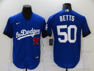 Los Angeles Dodgers #50 Betts 2021 Royal City Connect Flex Base Stitched Baseball Jersey