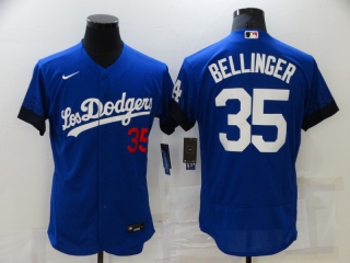 Los Angeles Dodgers #35 Bellinger 2021 Royal City Connect Flex Base Stitched Baseball Jersey