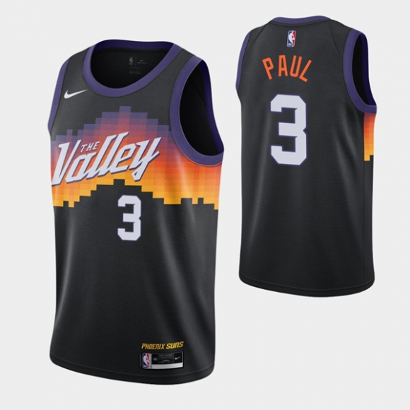 Men's Phoenix Suns #3 Chris Paul Black City Edition New Uniform 2020-21 Stitched NBA