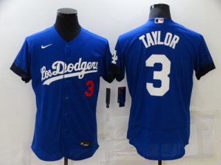 Los Angeles Dodgers #3 Taylor 2021 Royal City Connect Flex Base Stitched Baseball Jersey