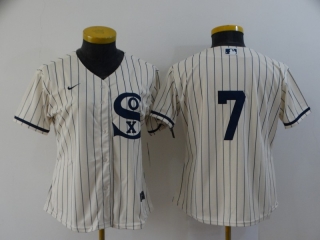 Chicago White Sox #7 women 2021 Cream Navy Name&Number Field Of Dreams flex